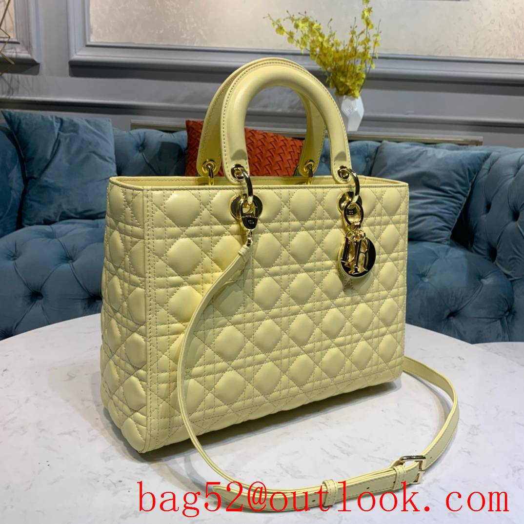 Dior seven grip large light yellow tote leather shoulder handbag