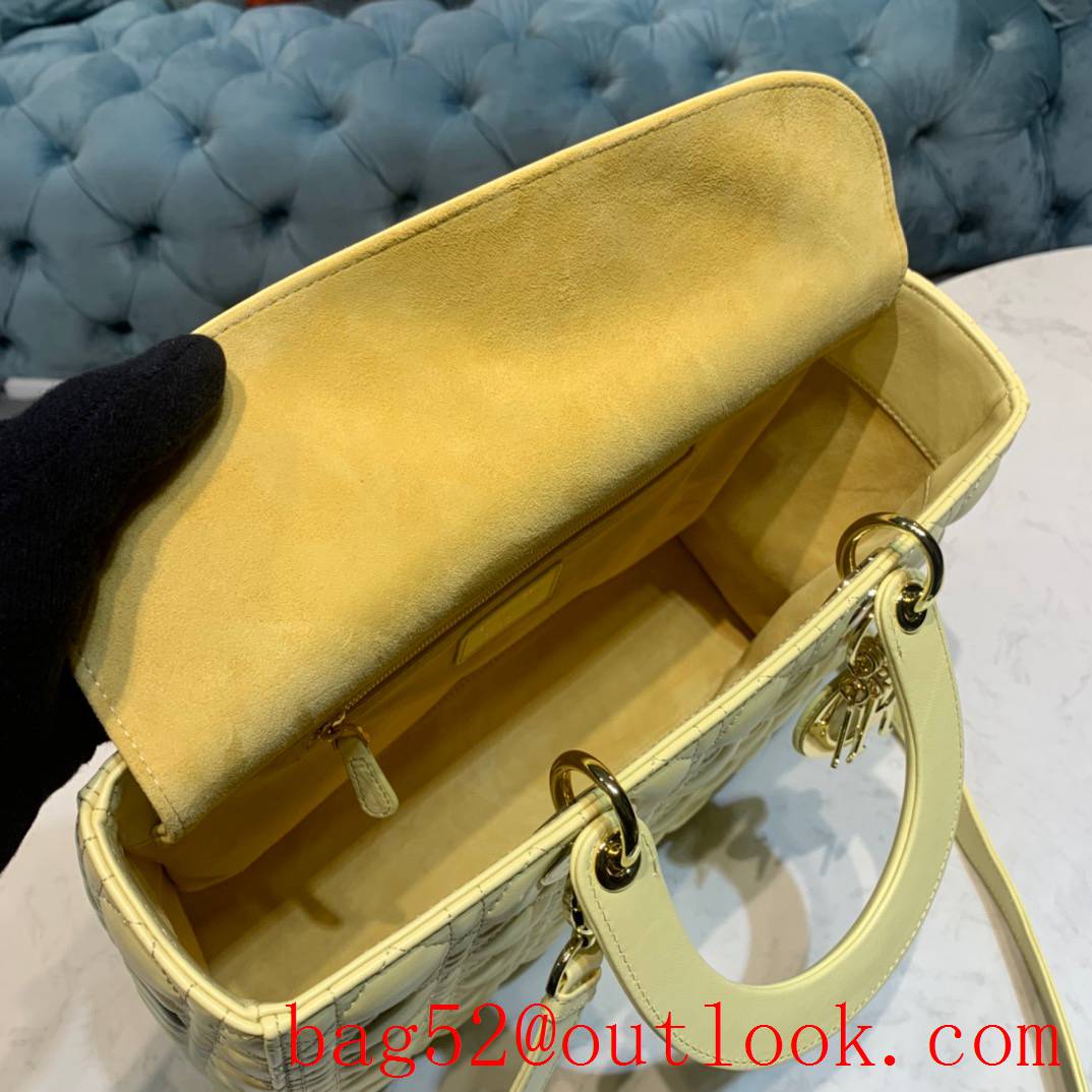 Dior seven grip large light yellow tote leather shoulder handbag