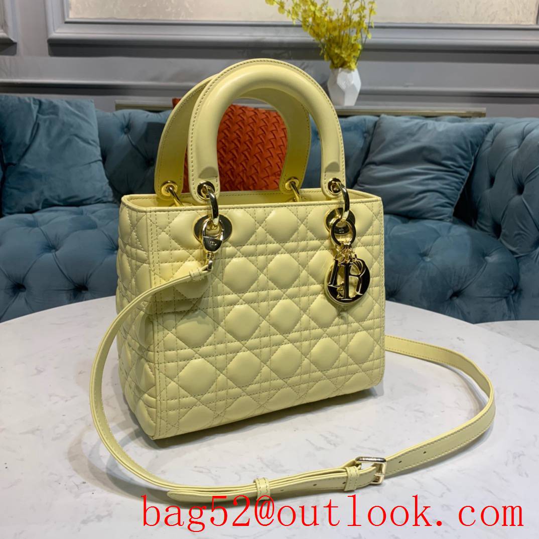 Dior five grip light yellow tote leather shoulder medium handbag