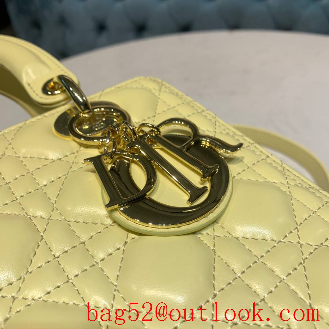 Dior five grip light yellow tote leather shoulder medium handbag