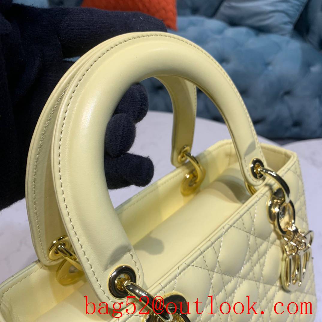 Dior five grip light yellow tote leather shoulder medium handbag