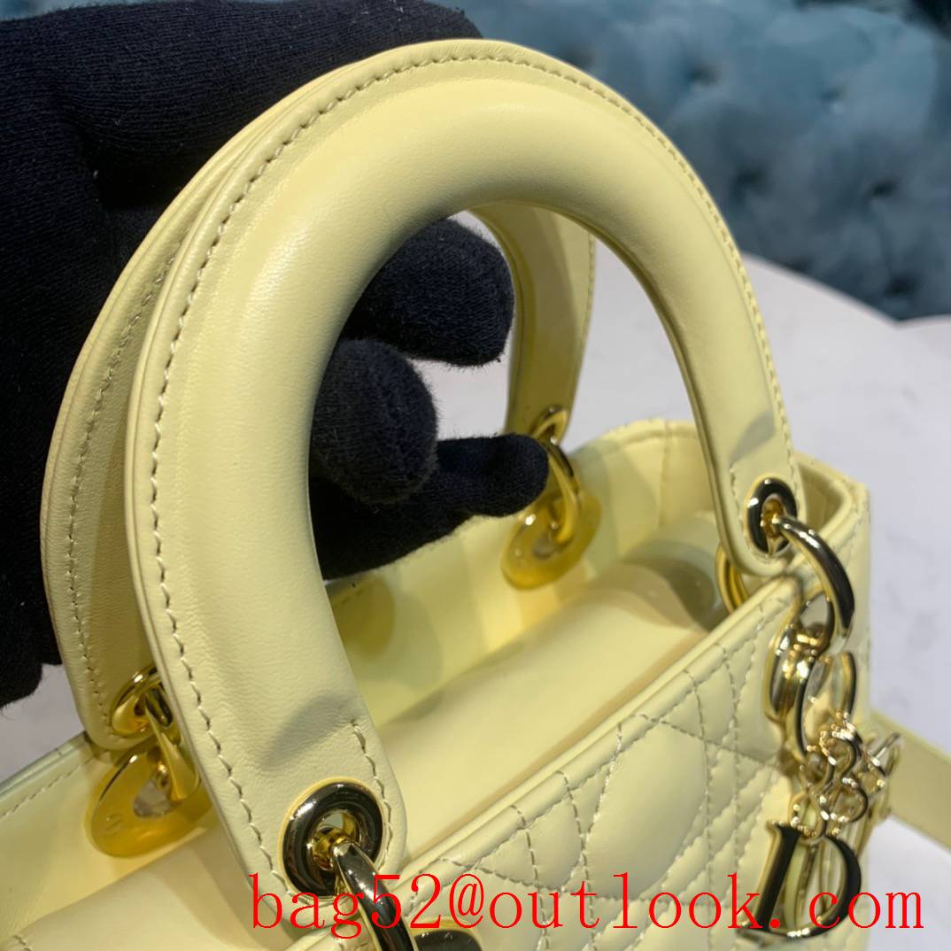 Dior four grip light yellow tote leather shoulder small handbag