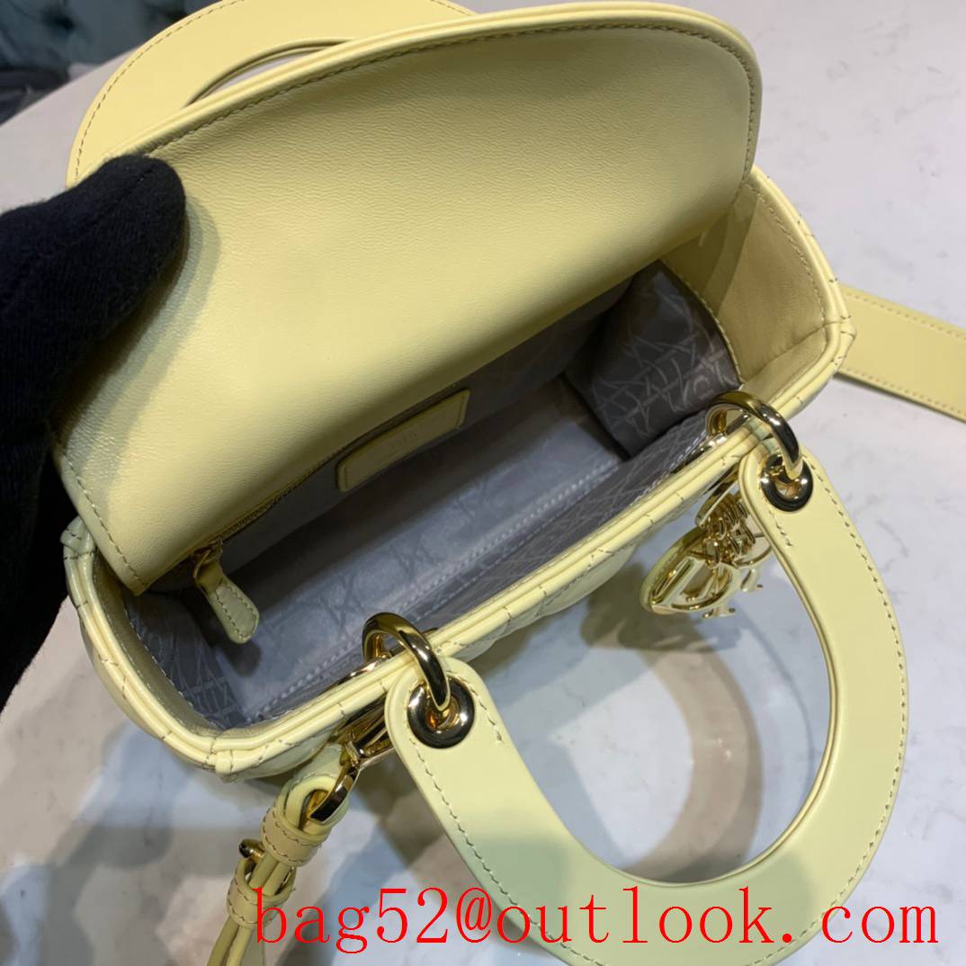 Dior four grip light yellow tote leather shoulder small handbag