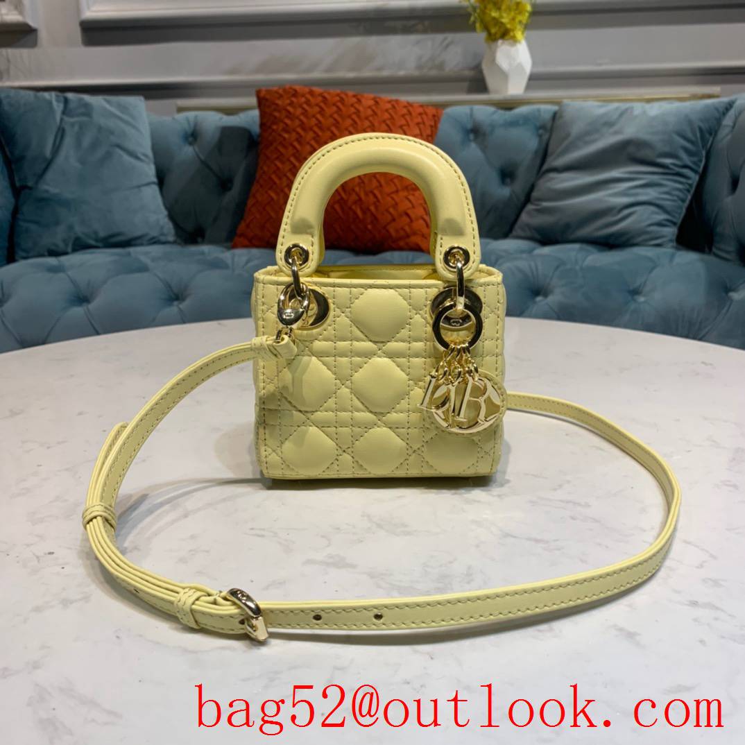 Dior ???? M???? light yellow smallest tote lady handbag bag