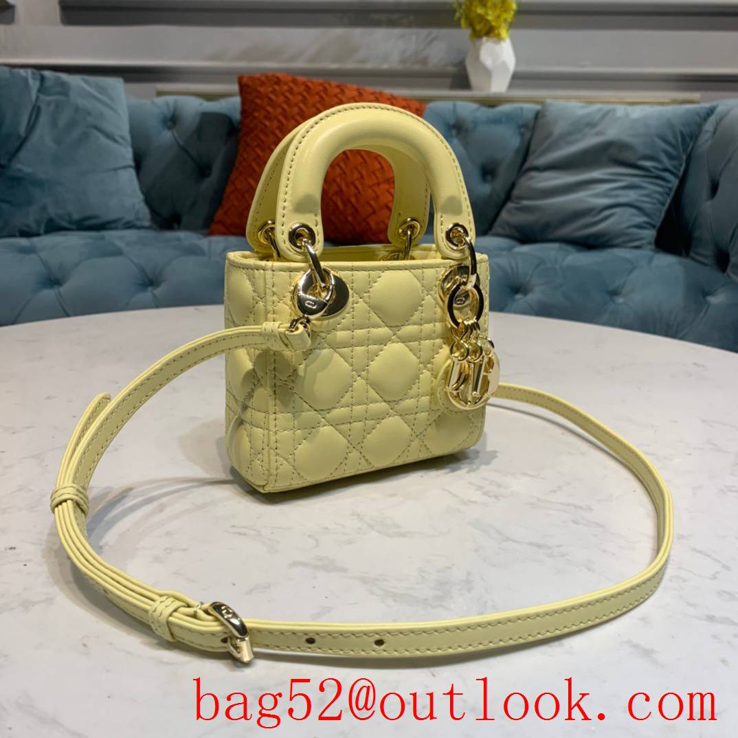 Dior ???? M???? light yellow smallest tote lady handbag bag