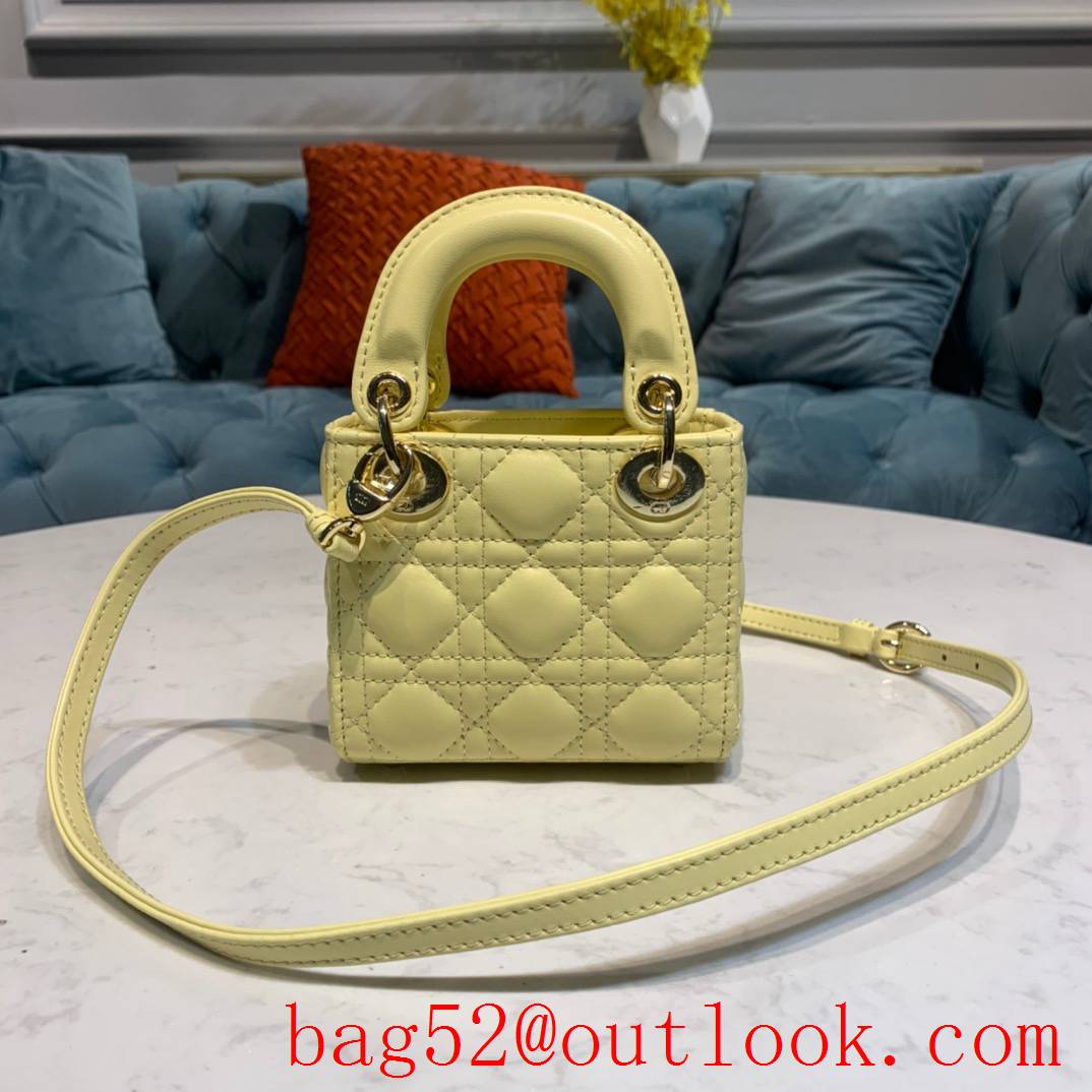 Dior ???? M???? light yellow smallest tote lady handbag bag