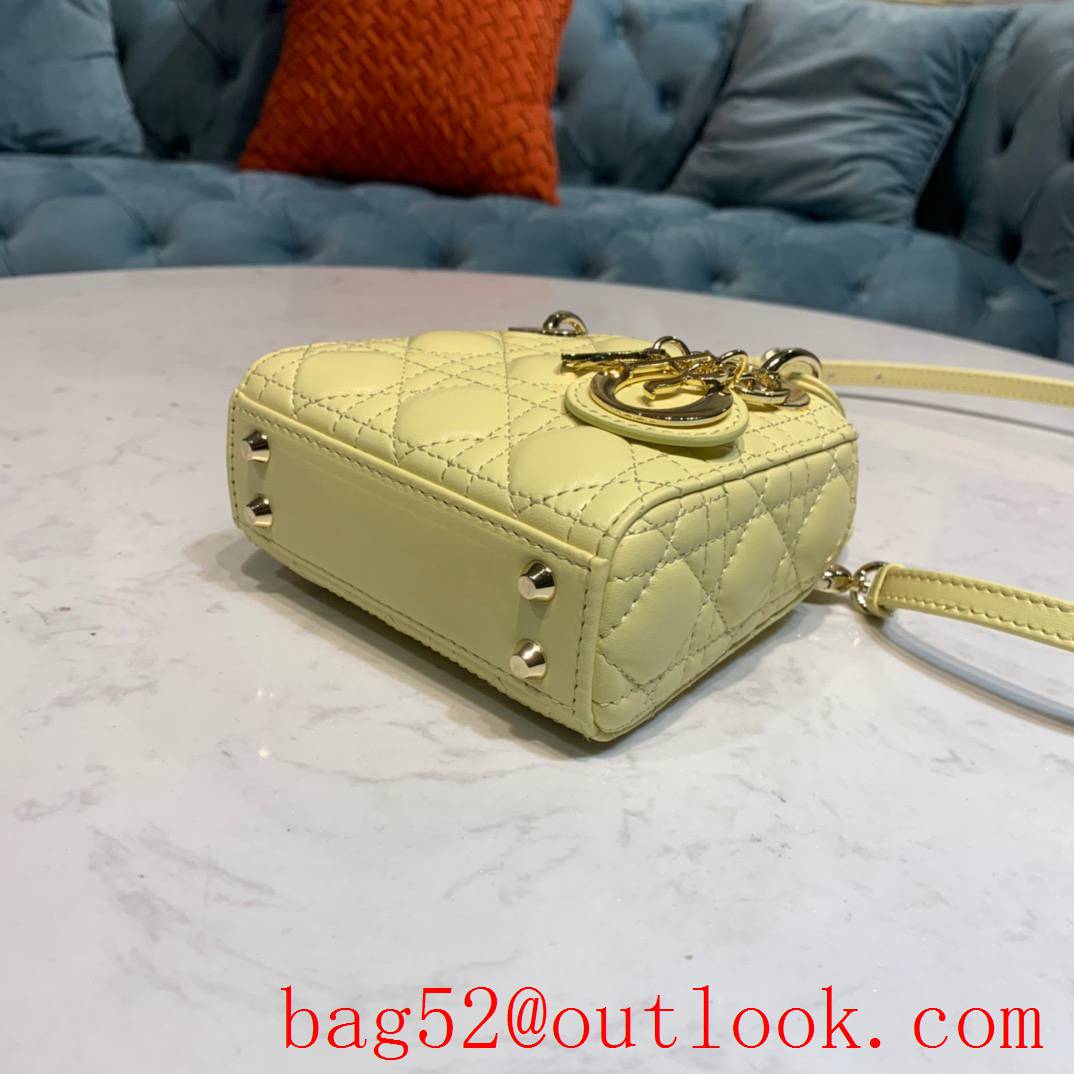 Dior ???? M???? light yellow smallest tote lady handbag bag