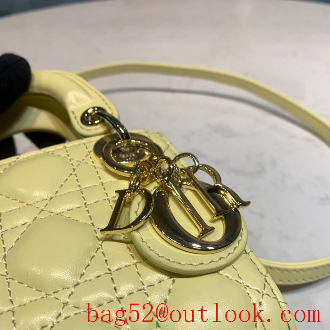 Dior ???? M???? light yellow smallest tote lady handbag bag