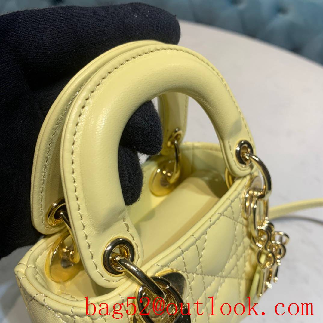 Dior ???? M???? light yellow smallest tote lady handbag bag