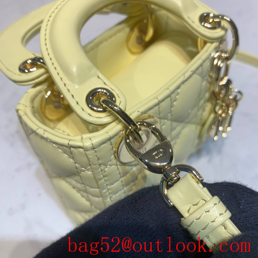 Dior ???? M???? light yellow smallest tote lady handbag bag