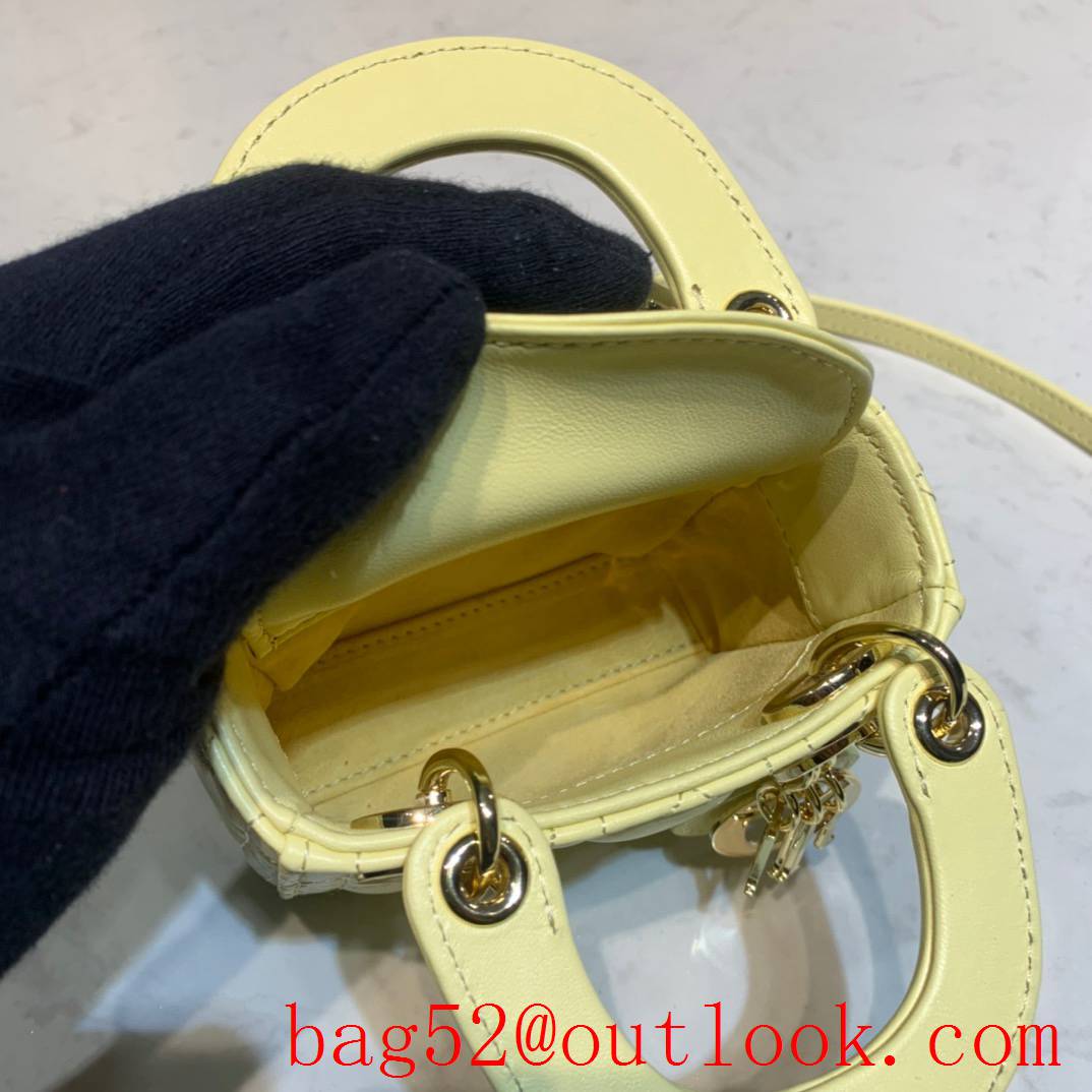 Dior ???? M???? light yellow smallest tote lady handbag bag