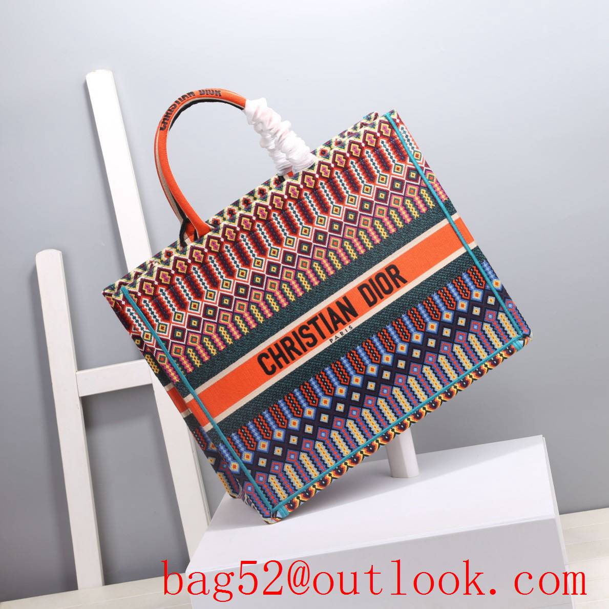 Dior retro book tote large mixcolor pattern bag