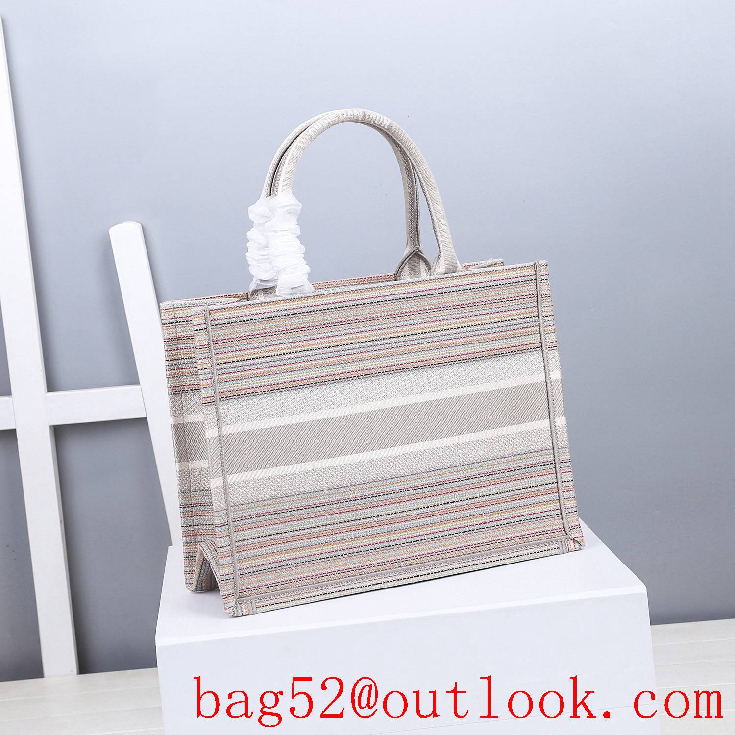 Dior mixcolor stripes canvans small tote bag