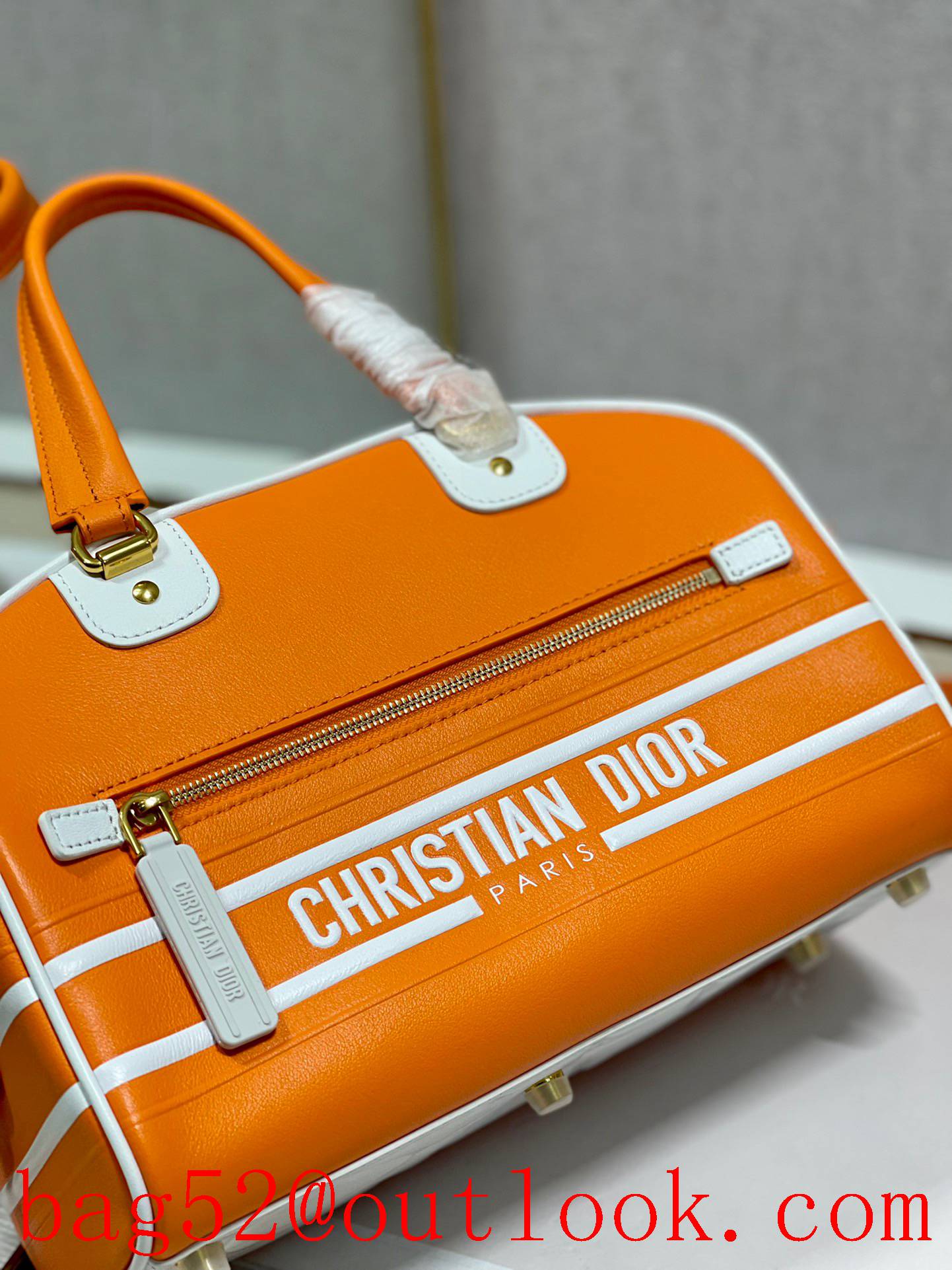 Dior cow leather shoulder orange handbag Small plain weave crossbody bag