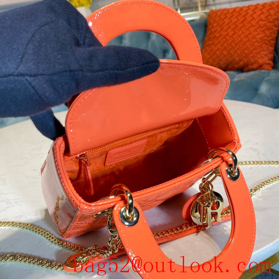 Dior Sheepskin Patent Leather Cannage Stitching orange medium tote bag