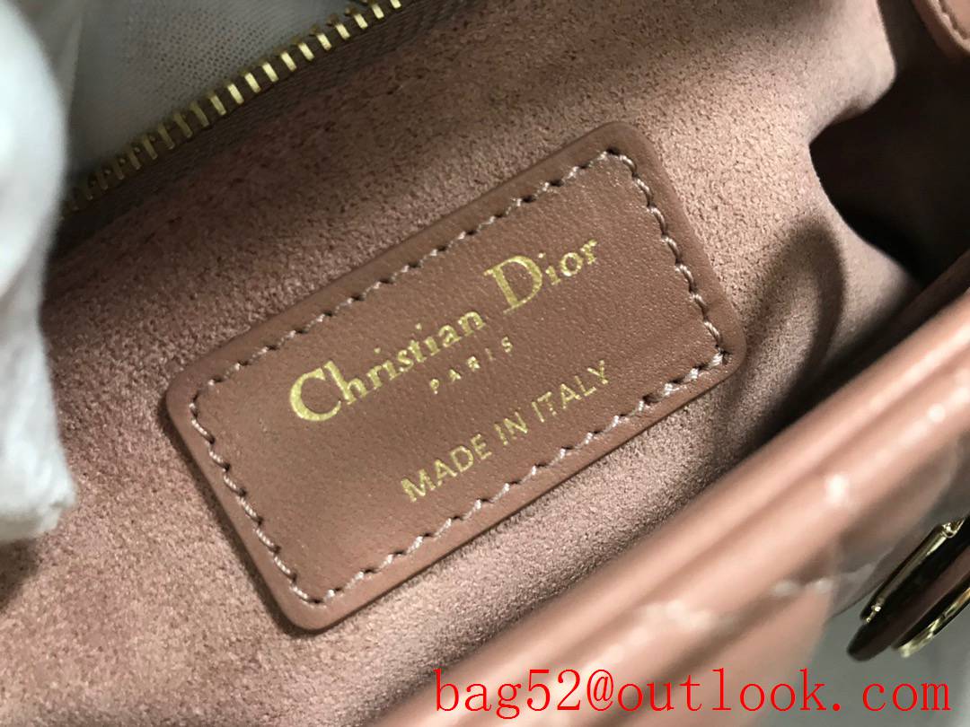 Dior new seven-grid flap Classic Cannage Stitch sheepskin medium pink tote bag