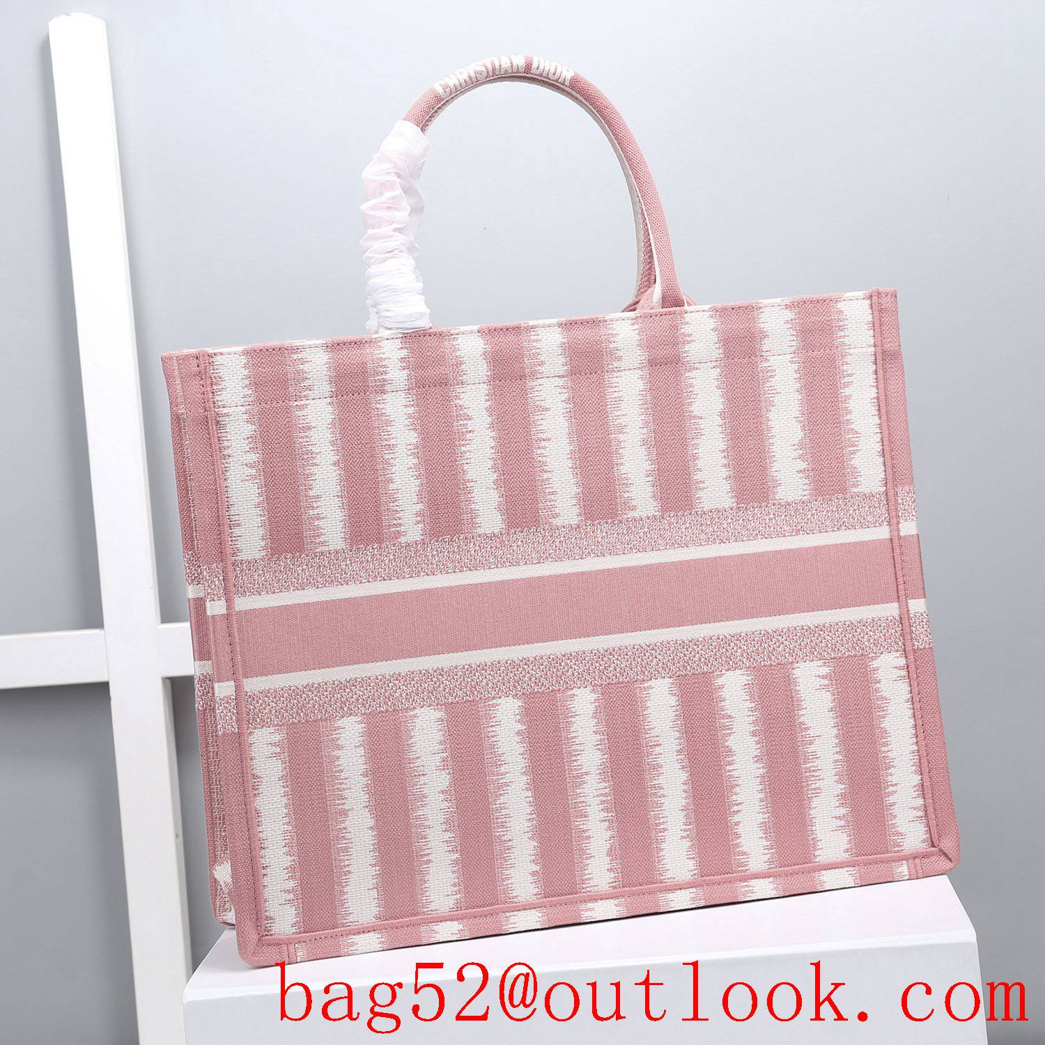 Dior big space stripes large pink tote lady bag