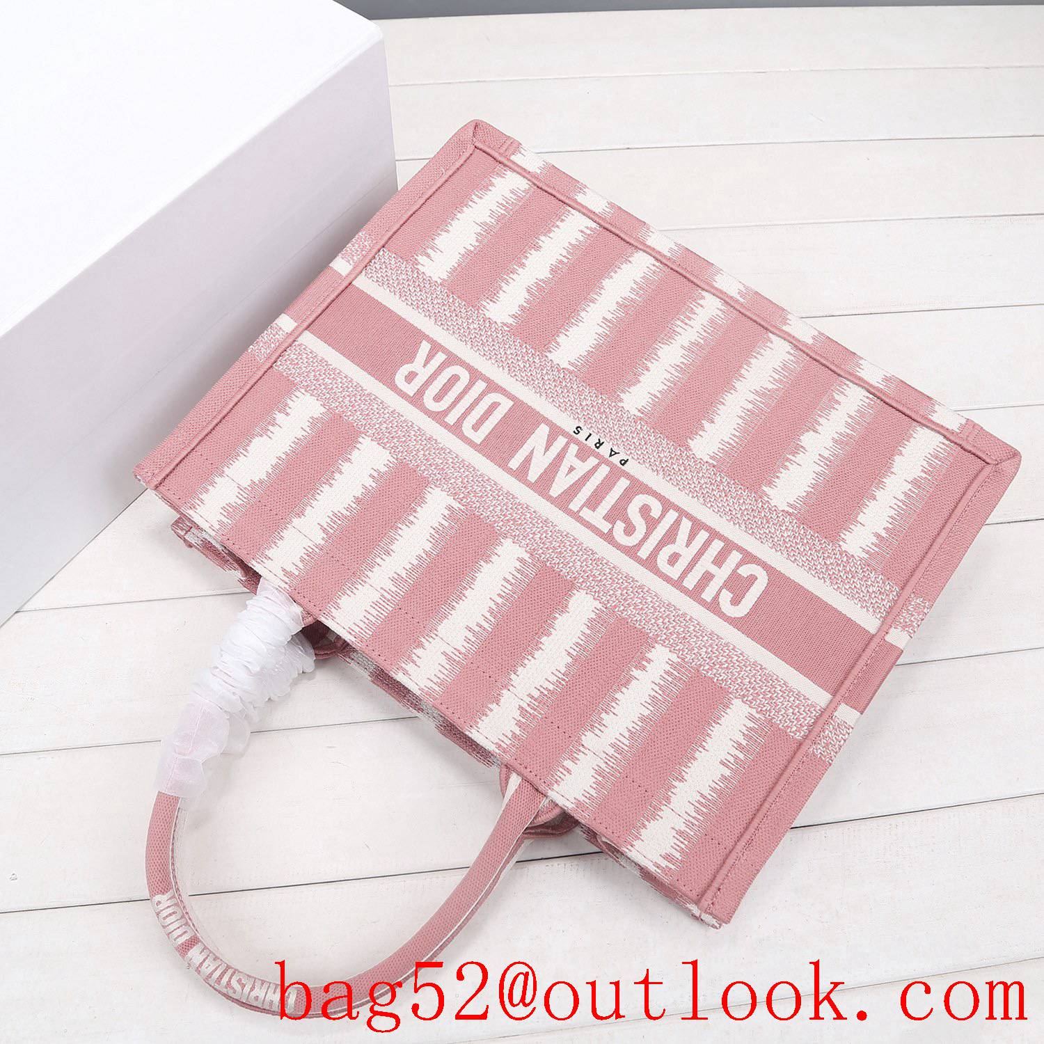 Dior small big space stripes pink tote lady bag