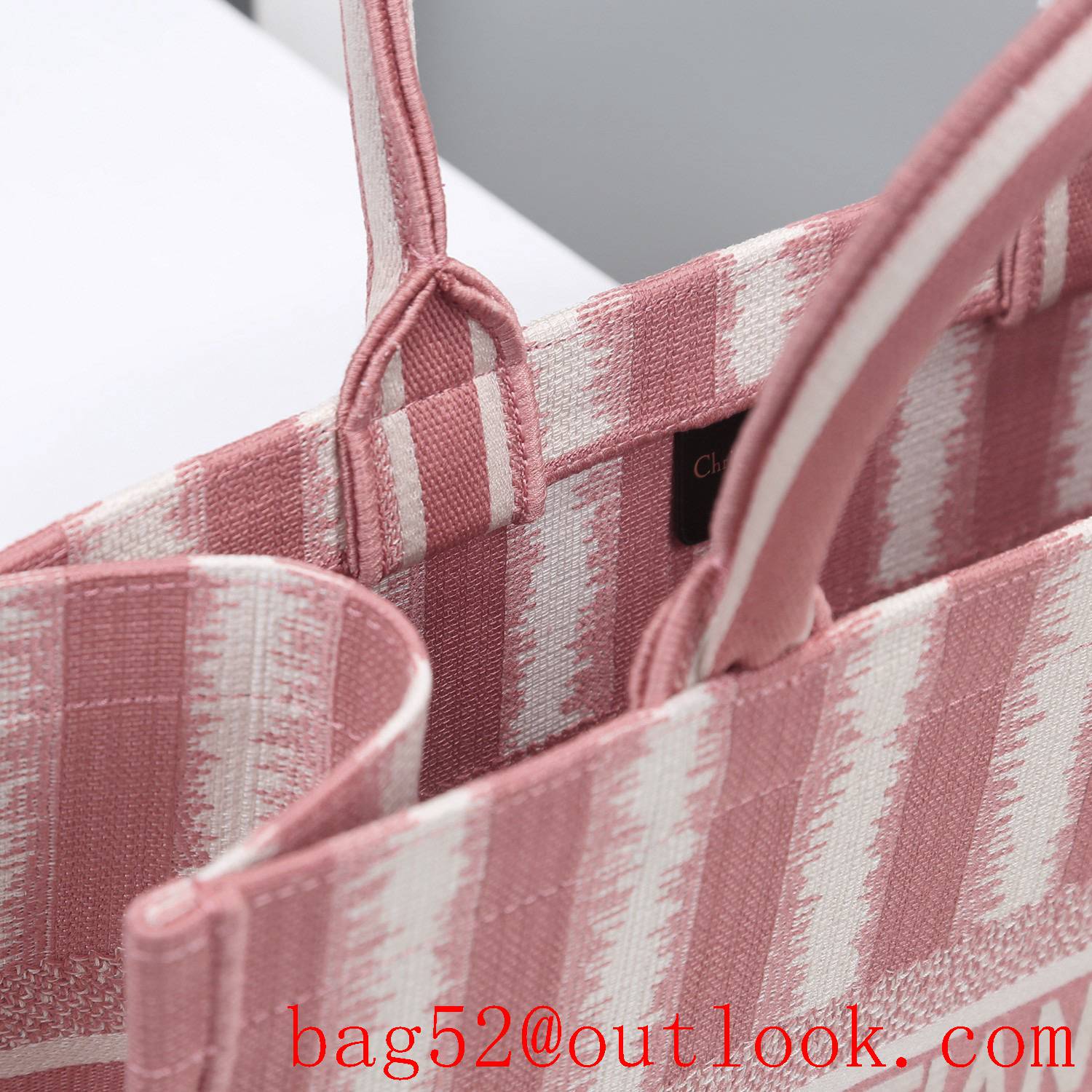 Dior small big space stripes pink tote lady bag