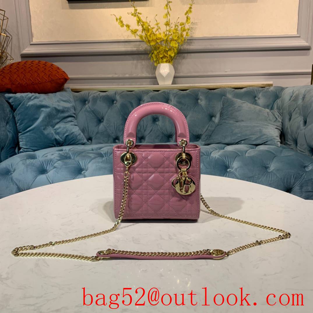 Dior Patent Leather Gold Buckle medium tote handbag pink bag