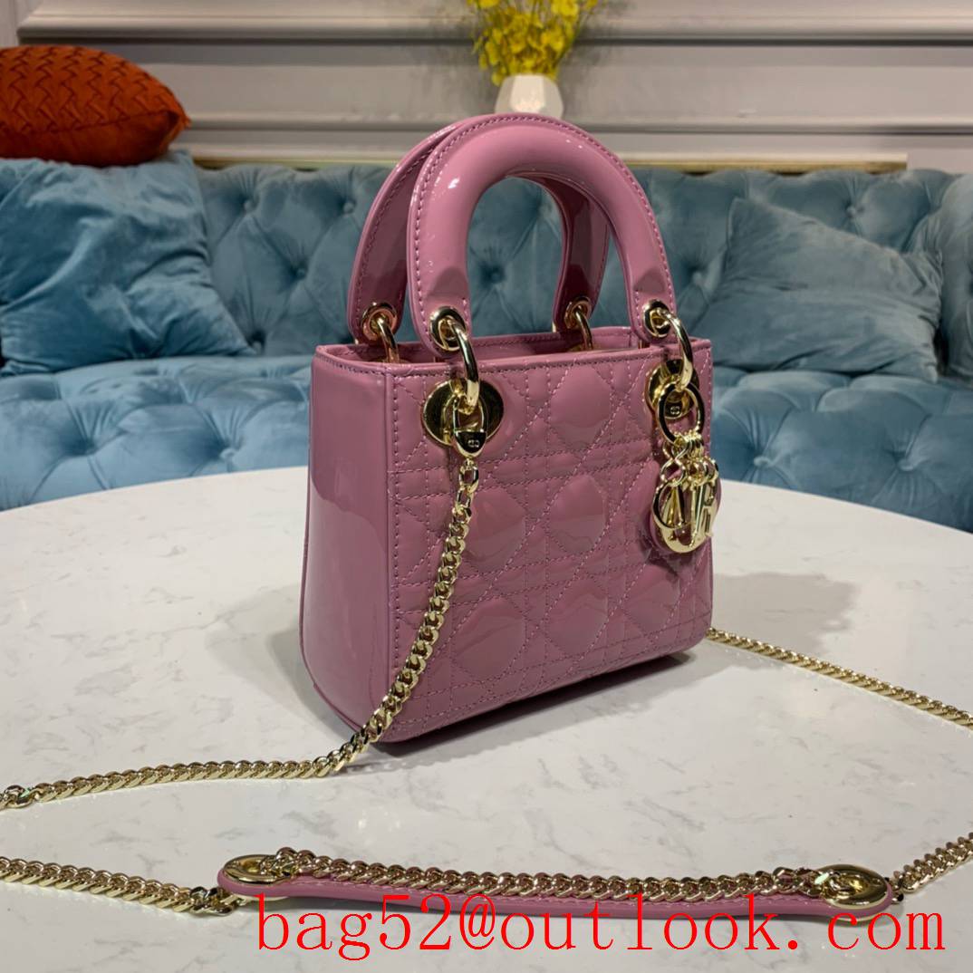 Dior Patent Leather Gold Buckle medium tote handbag pink bag