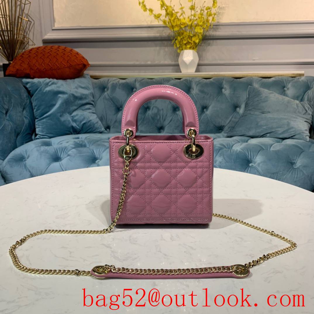 Dior Patent Leather Gold Buckle medium tote handbag pink bag