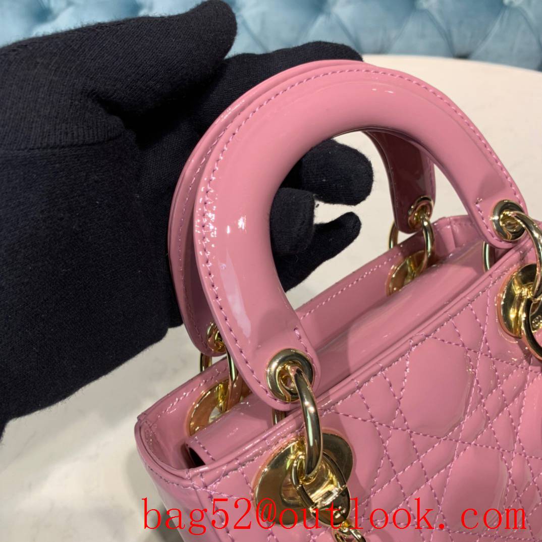 Dior Patent Leather Gold Buckle medium tote handbag pink bag