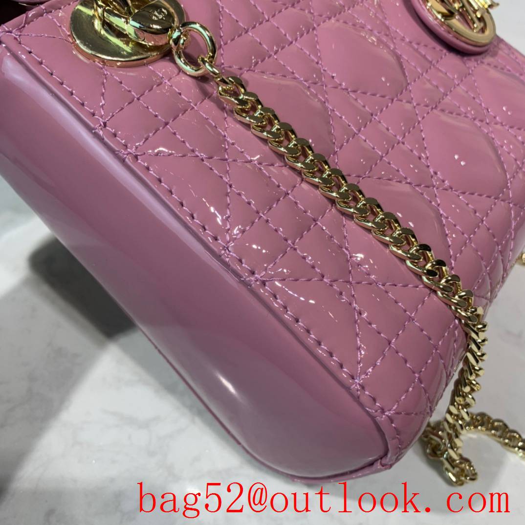 Dior Patent Leather Gold Buckle medium tote handbag pink bag