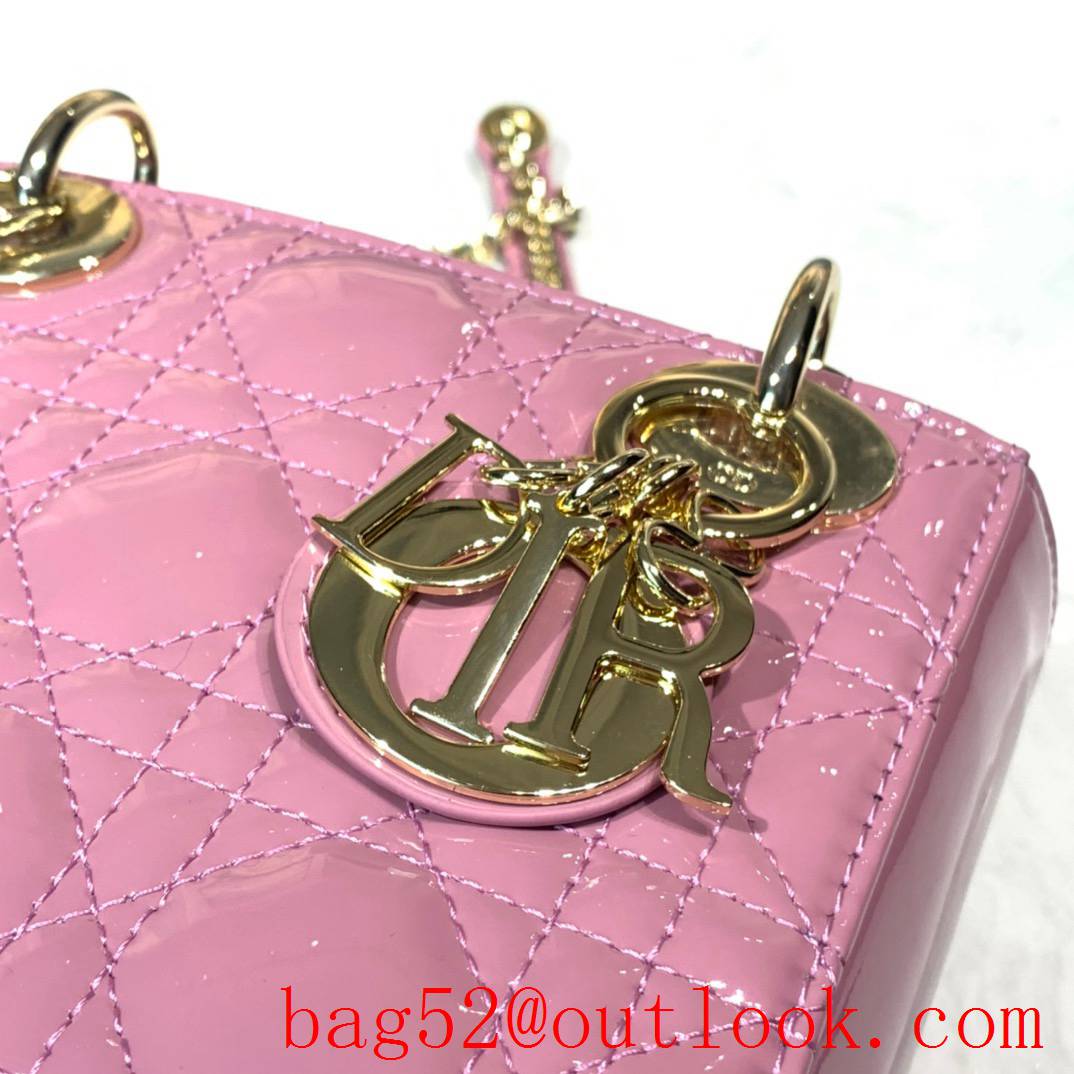 Dior Patent Leather Gold Buckle medium tote handbag pink bag