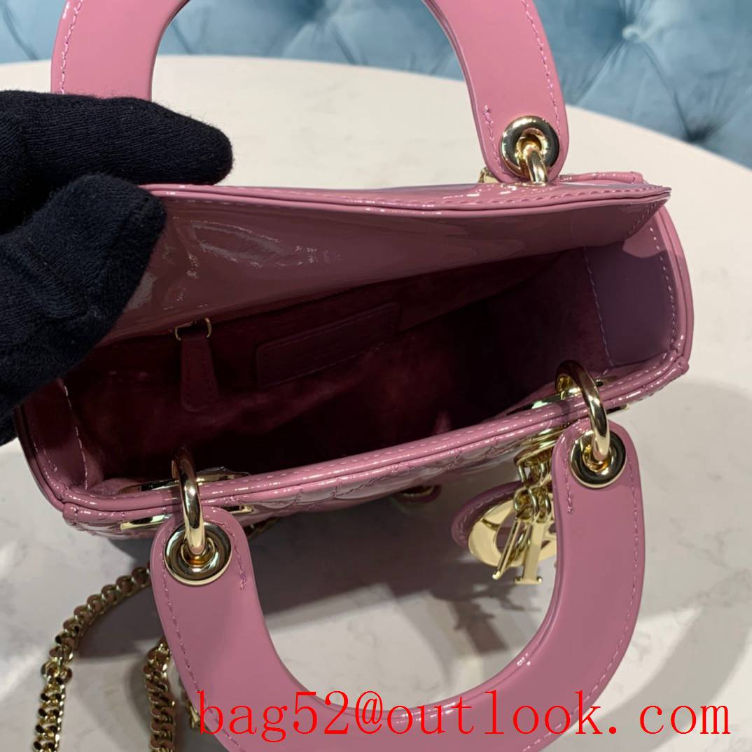 Dior Patent Leather Gold Buckle medium tote handbag pink bag