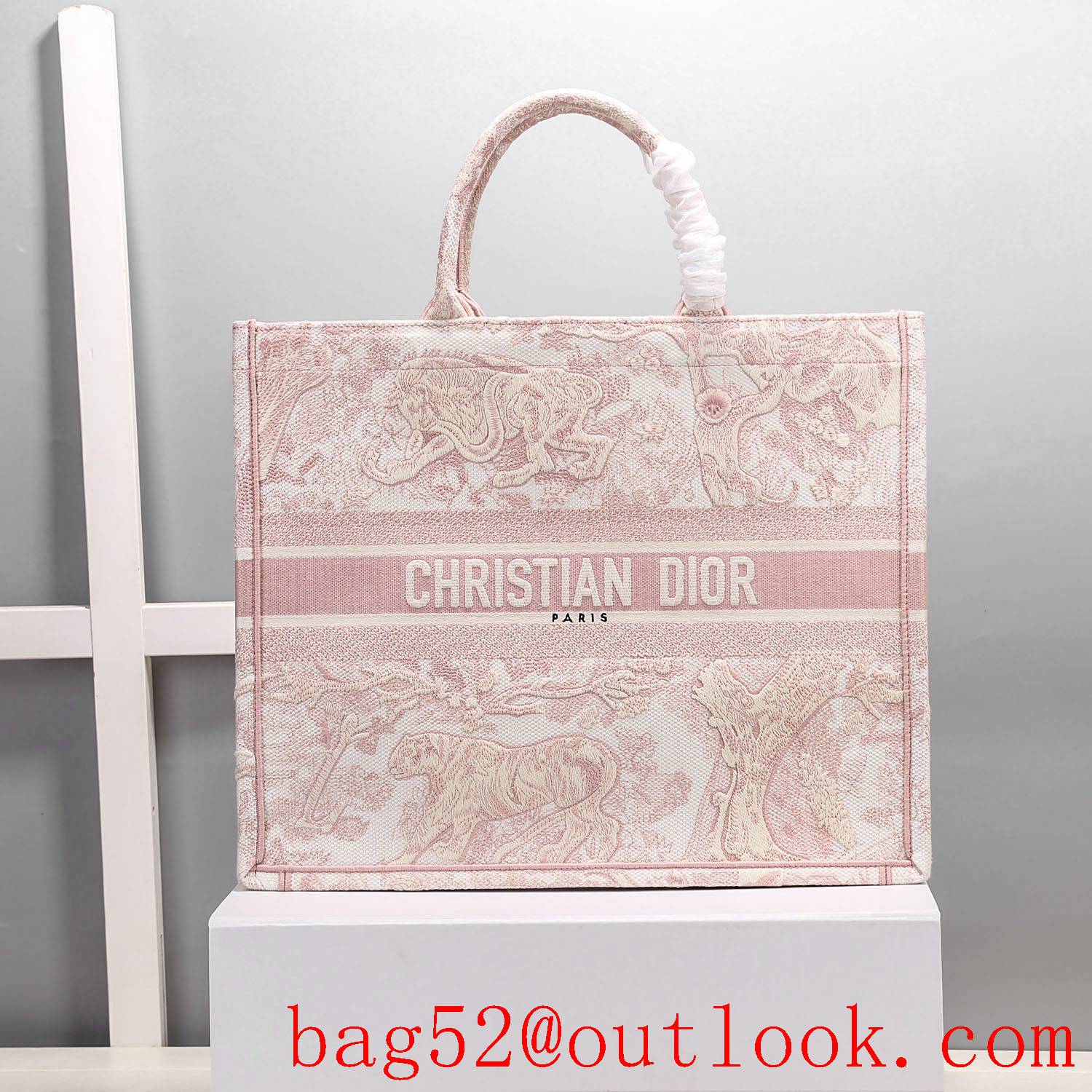 Dior tote pink tiger large handbag underarm bag