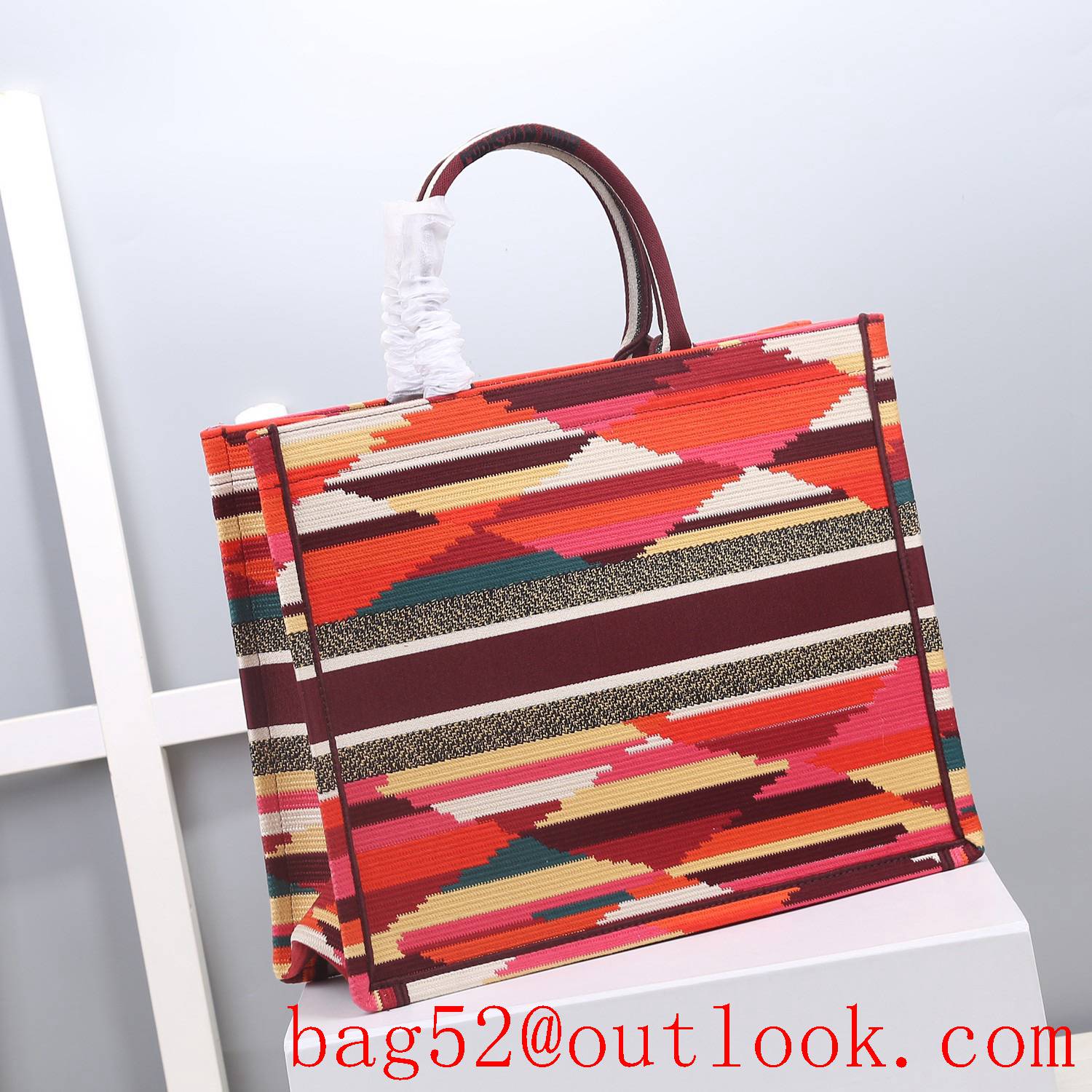 Dior colorful Mushroom print summer rainbow canvas tote large bag