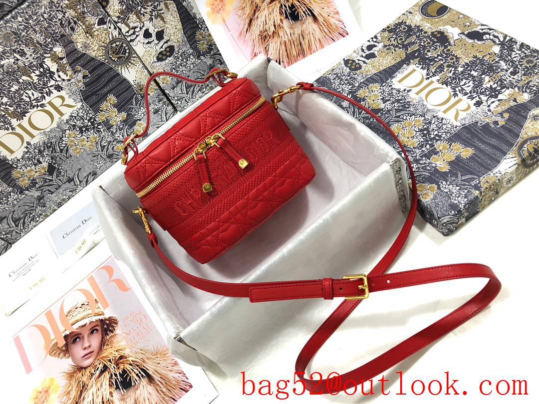 Dior Heart DiorTravel zippy tote crossbody shoulder handbag Embossed logo RED bag