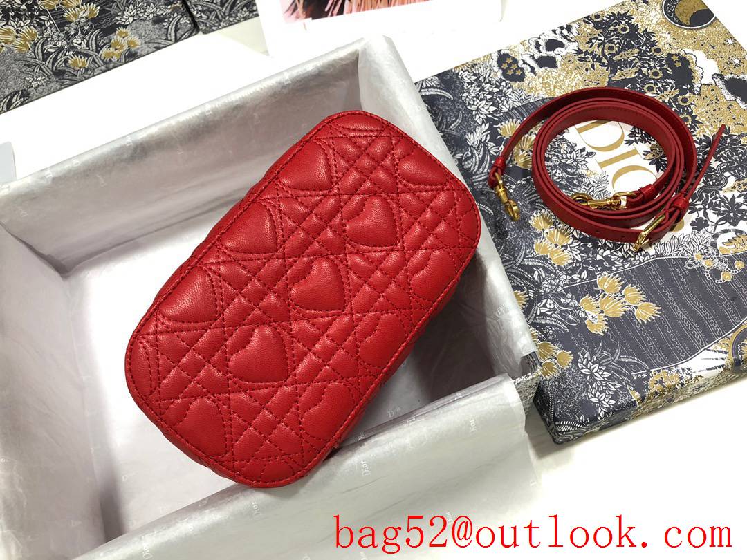 Dior Heart DiorTravel zippy tote crossbody shoulder handbag Embossed logo RED bag