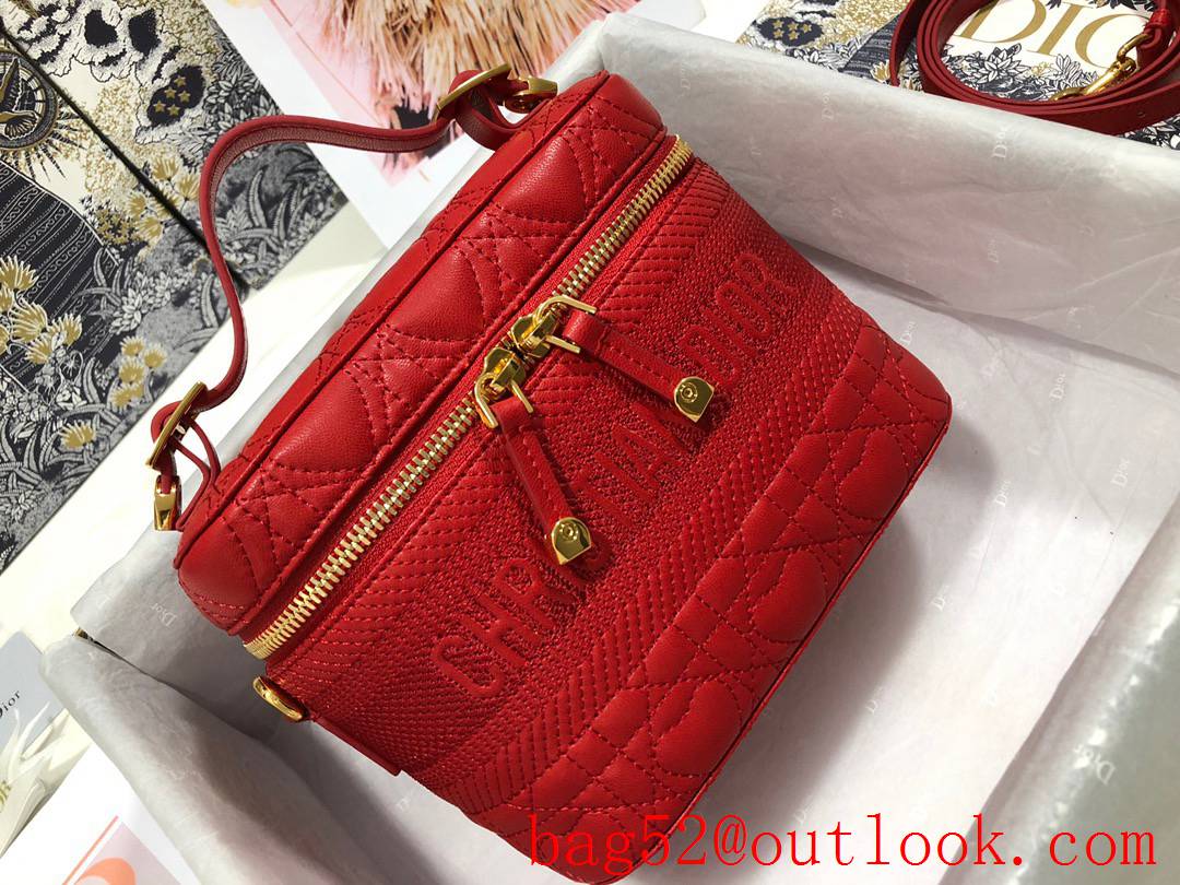 Dior Heart DiorTravel zippy tote crossbody shoulder handbag Embossed logo RED bag