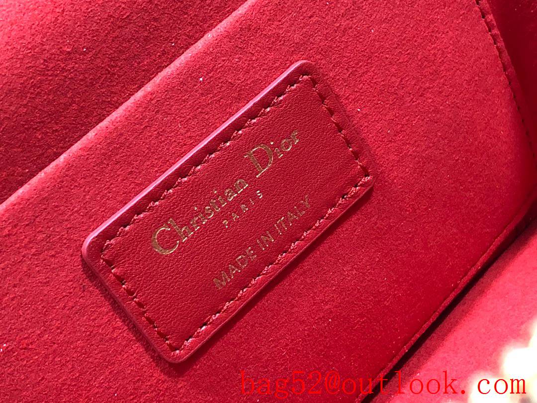 Dior Heart DiorTravel zippy tote crossbody shoulder handbag Embossed logo RED bag