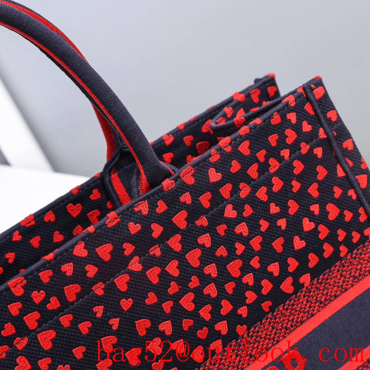 Dior small Chic print red love full small heart tote handbag lady bag