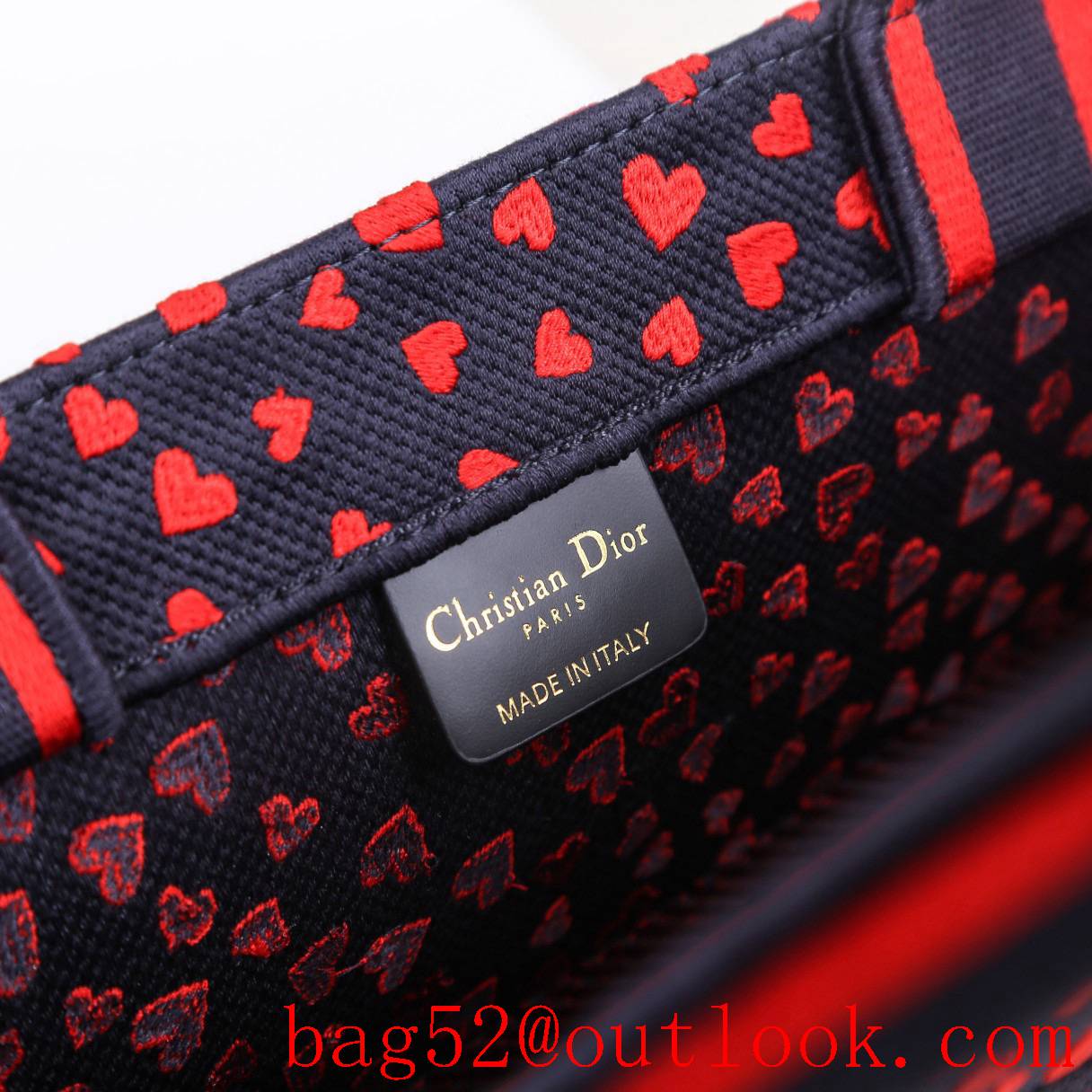 Dior small Chic print red love full small heart tote handbag lady bag