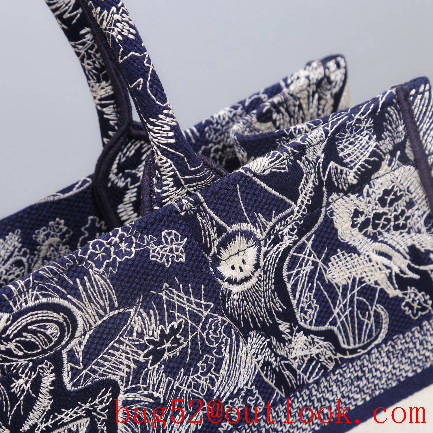 Dior Bayadere pattern mixed effect D-Stripes pattern embroidery book tote small blue tiger bag