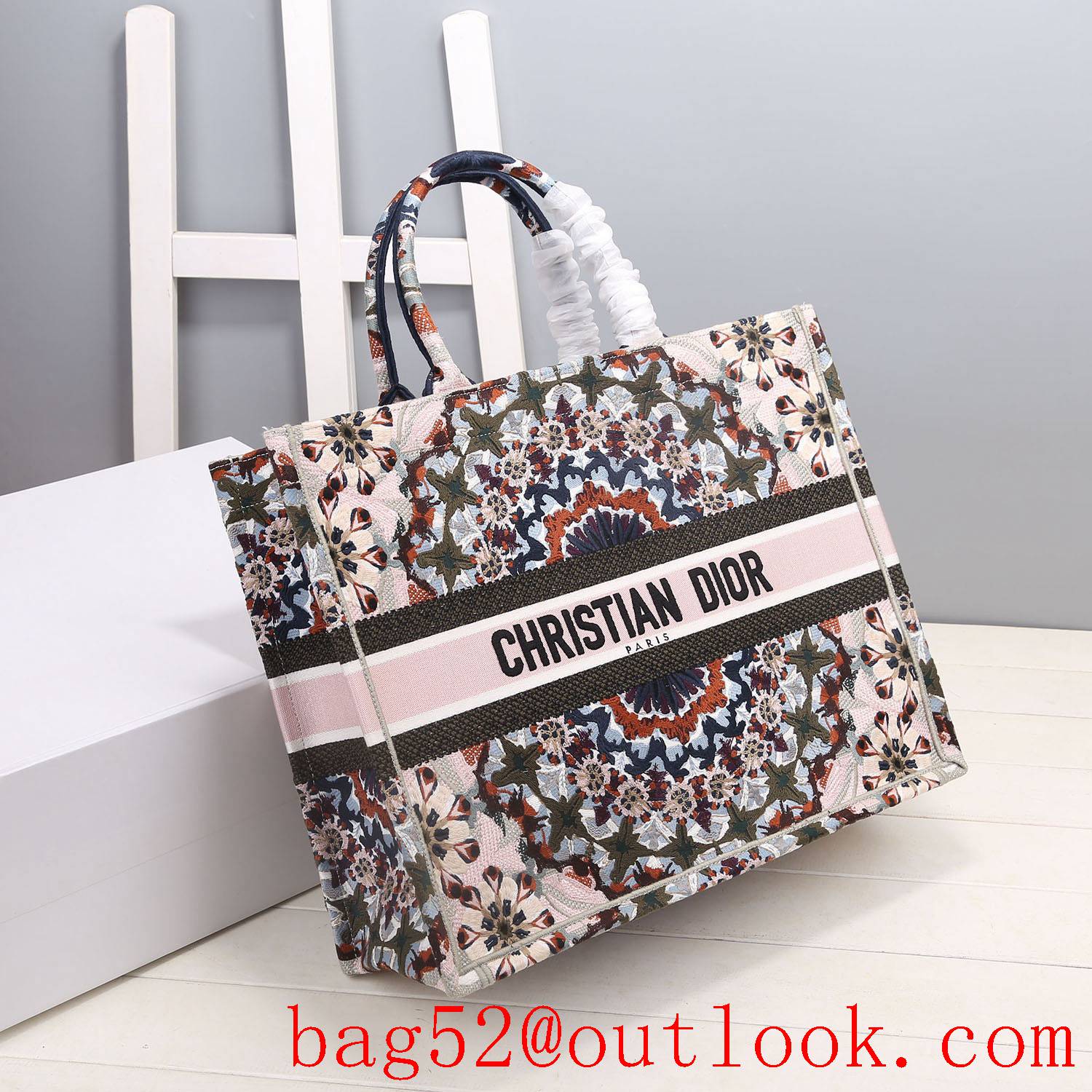 Dior sunflower pattern retro book tote large bag