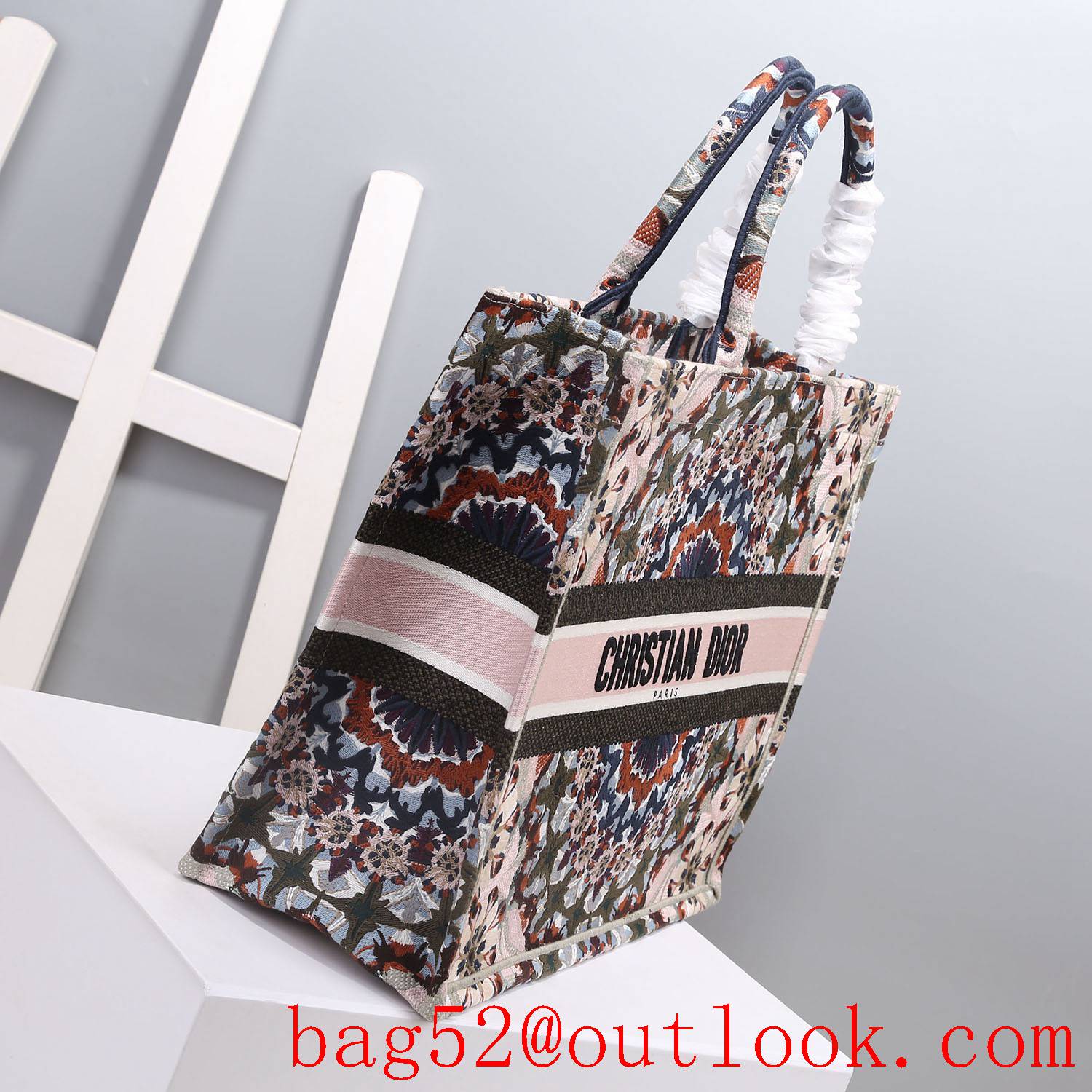 Dior sunflower pattern retro book tote large bag