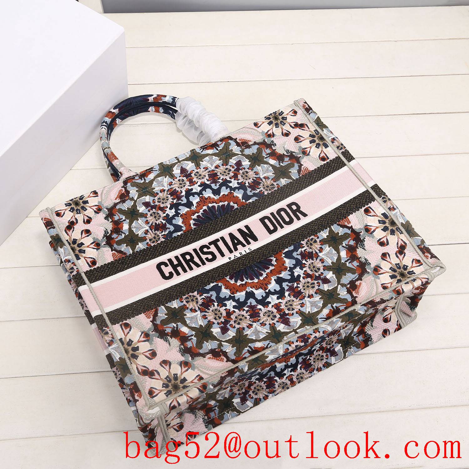 Dior sunflower pattern retro book tote large bag