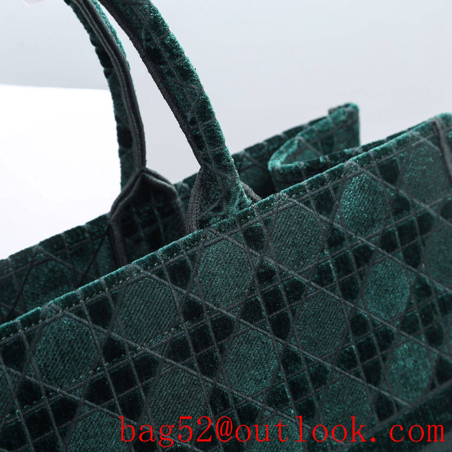 Dior velvet tote shopping handbag green large bag