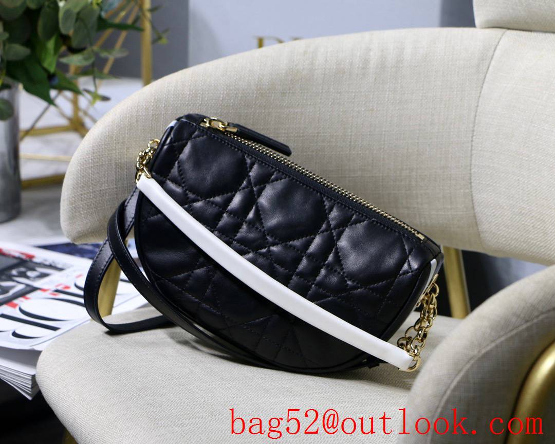 Dior Vibe shoulder black leather Sheepskin Cannage Top Thread Soft shoulder crossbody bag