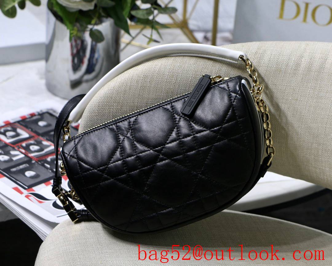 Dior Vibe shoulder black leather Sheepskin Cannage Top Thread Soft shoulder crossbody bag