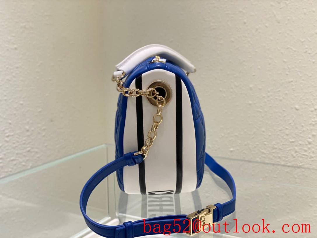 Dior soft blue calfskin with the signature enlarged cannage topstitching half moon shoulder bag