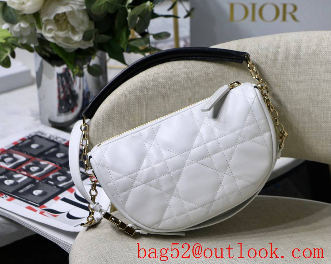 Dior Vibe shoulder white leather Sheepskin Cannage Top Thread Soft shoulder crossbody bag