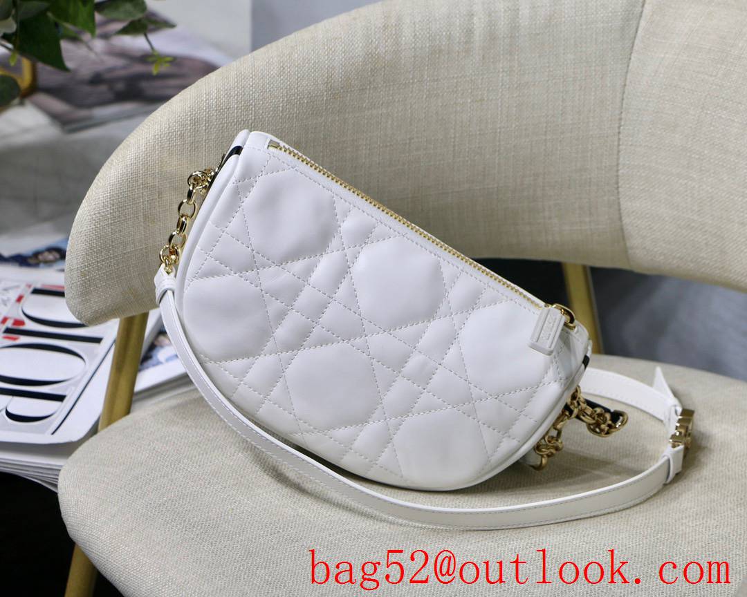 Dior Vibe shoulder white leather Sheepskin Cannage Top Thread Soft shoulder crossbody bag