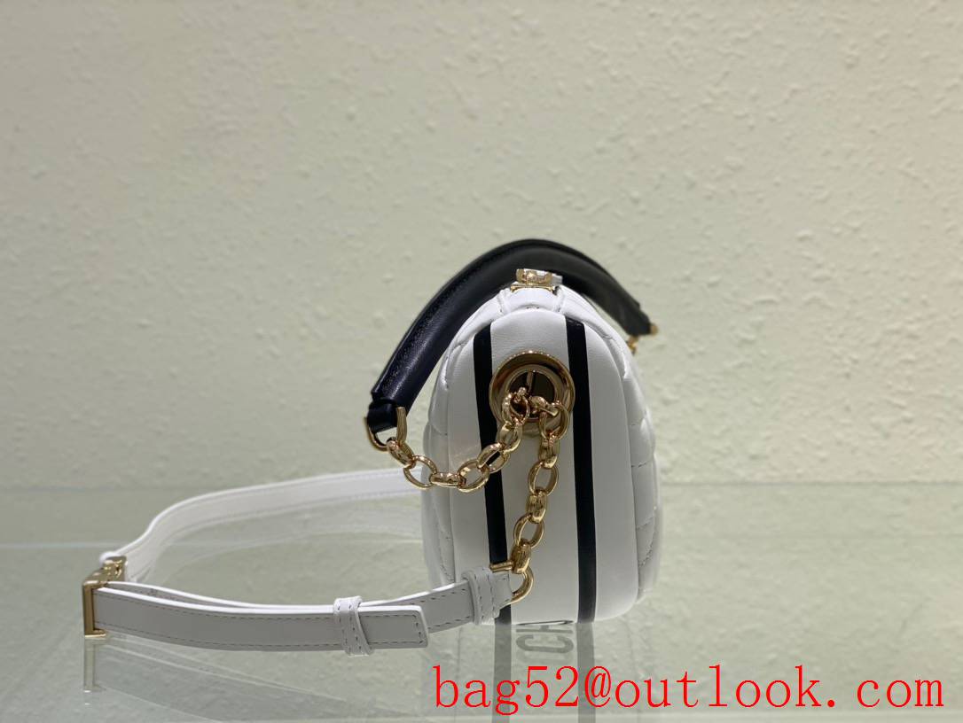 Dior soft white calfskin with the signature enlarged cannage topstitching half moon shoulder bag