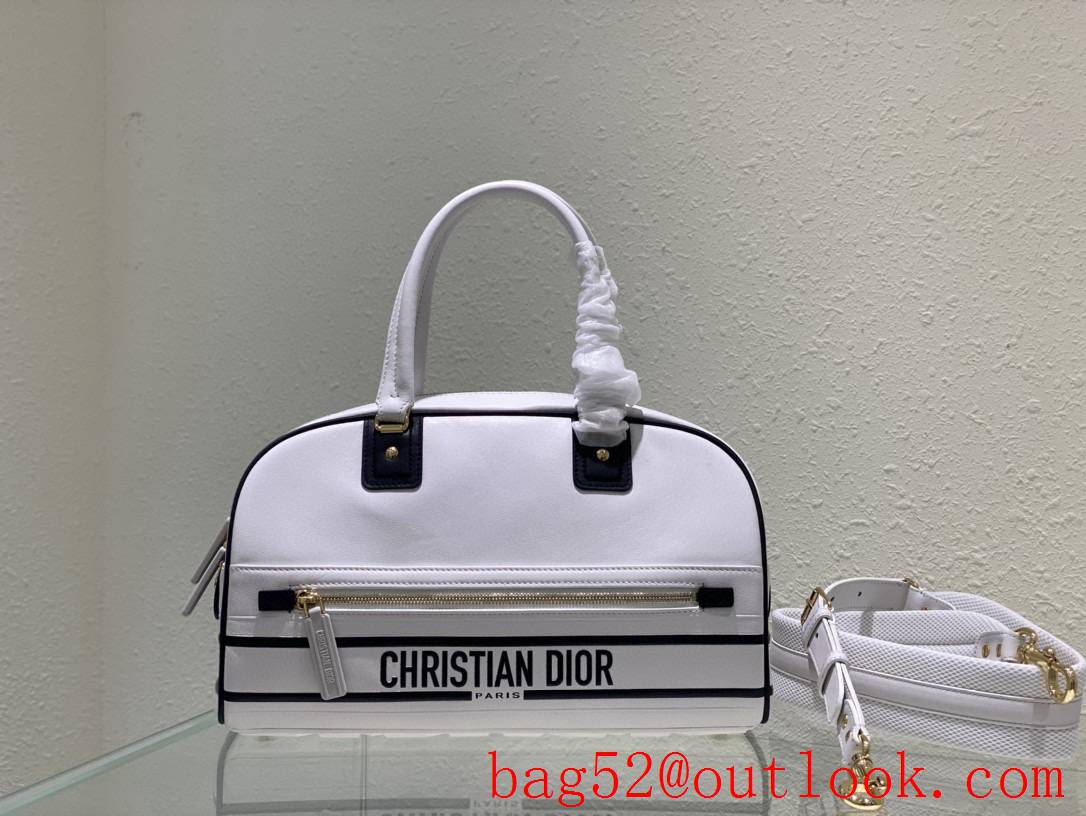 Dior vibe white large leather shoulder tote handbag